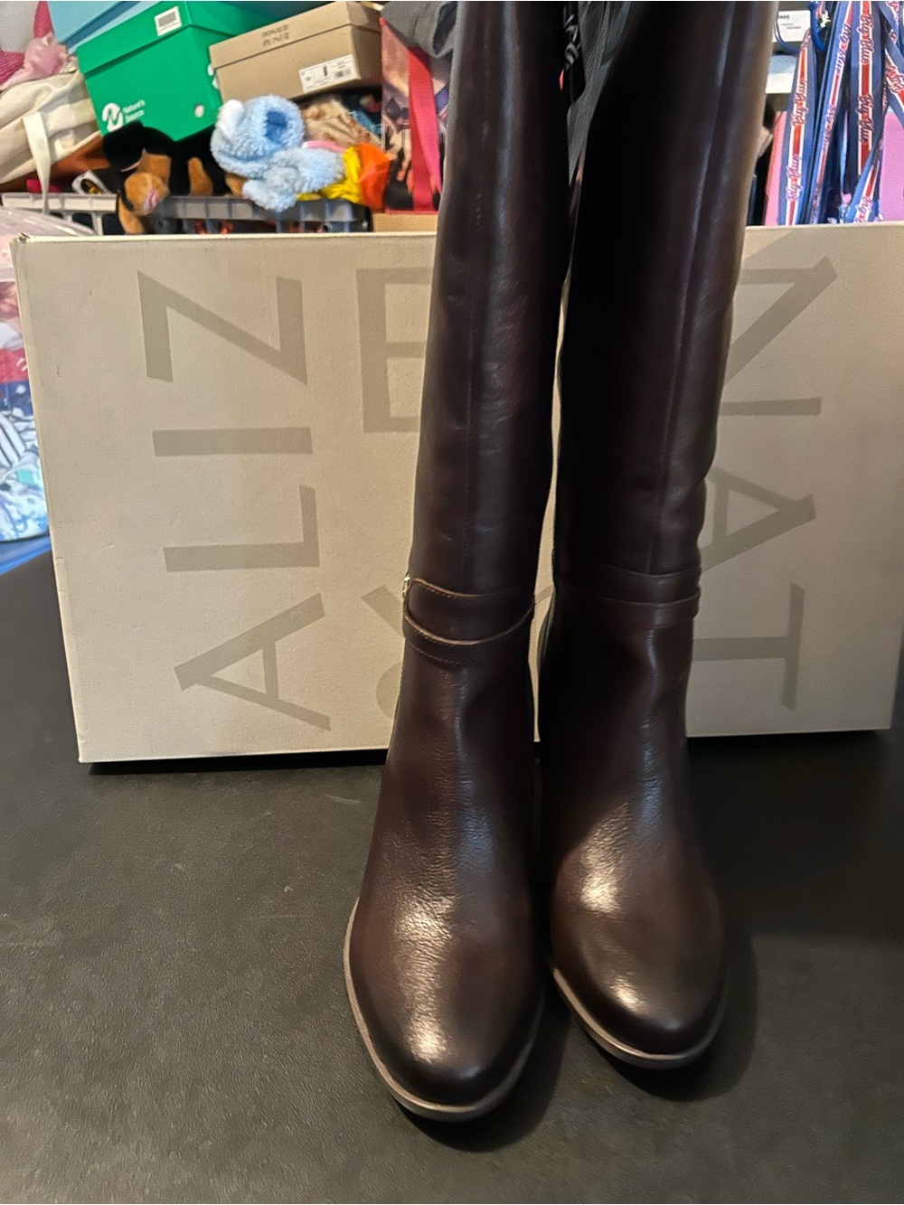 Naturalizer co size 10 wide width & calf darBrown Leather Knee-High Heeled Boot